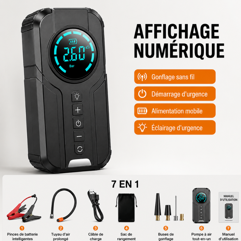 Démarreur 4-en-1 avec Gonfleur Intelligent