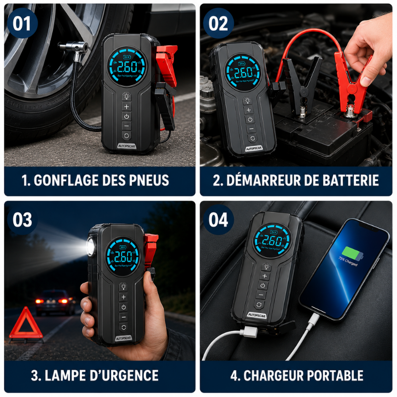 Démarreur 4-en-1 avec Gonfleur Intelligent
