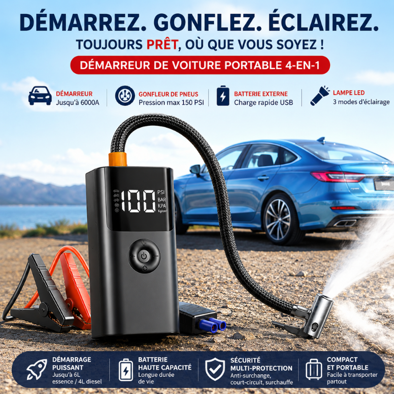 Démarreur 4-en-1 avec Gonfleur Intelligent