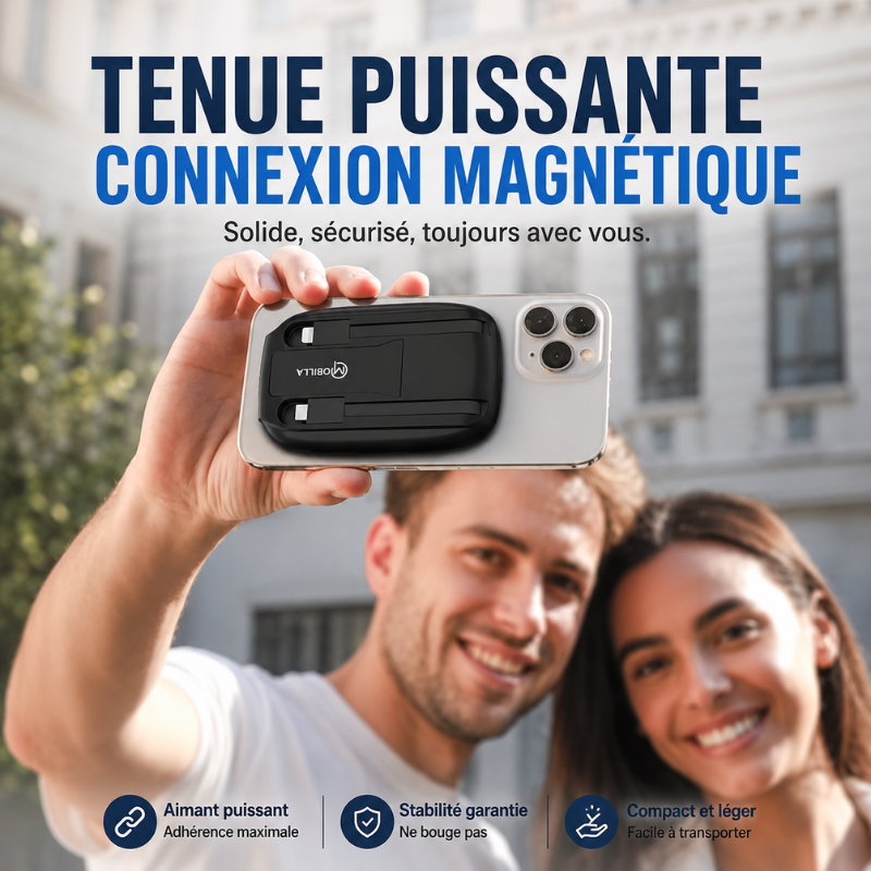Power Bank magnétique 10 000 mAh – Recharge sans fil rapide 15 W