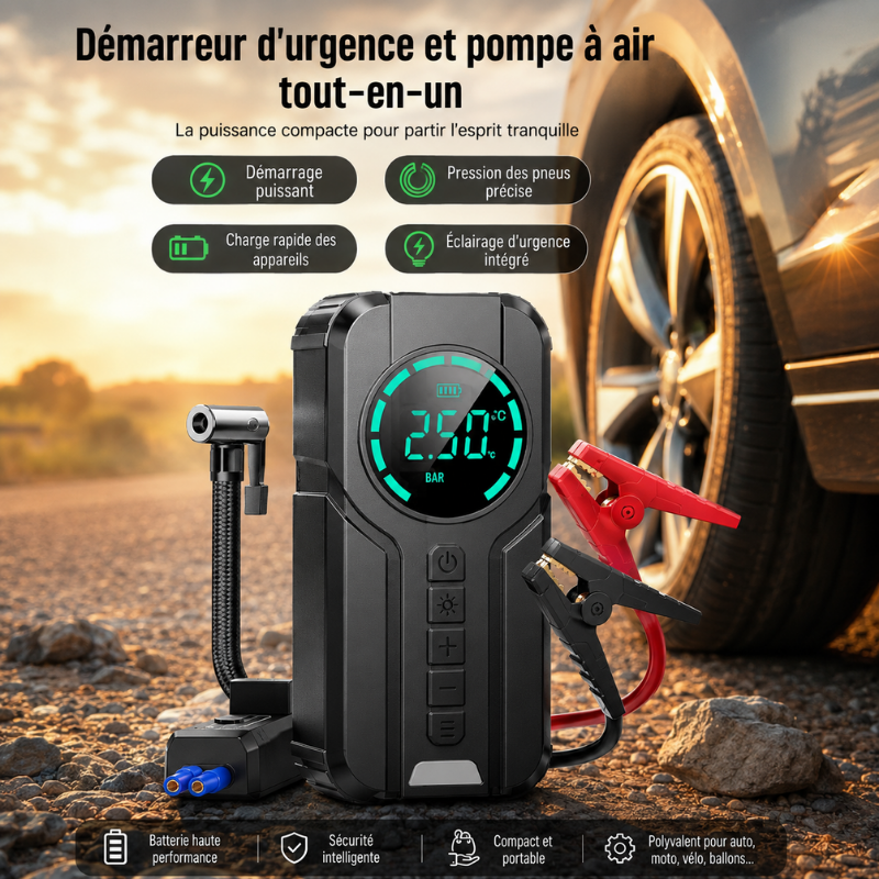 Démarreur 4-en-1 avec Gonfleur Intelligent