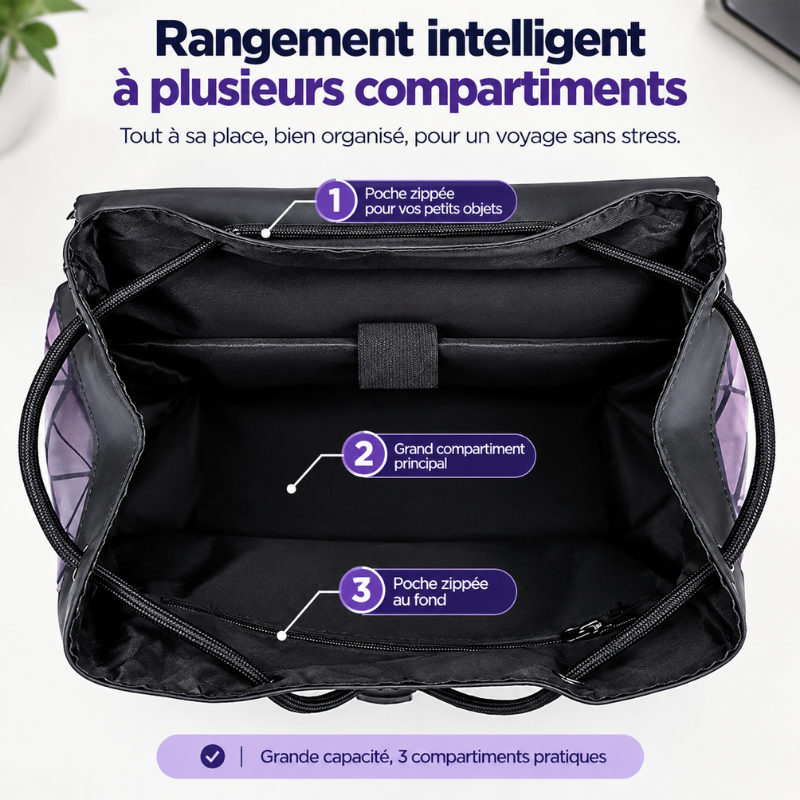 Sac à Dos Unisexe à Carreaux Gris