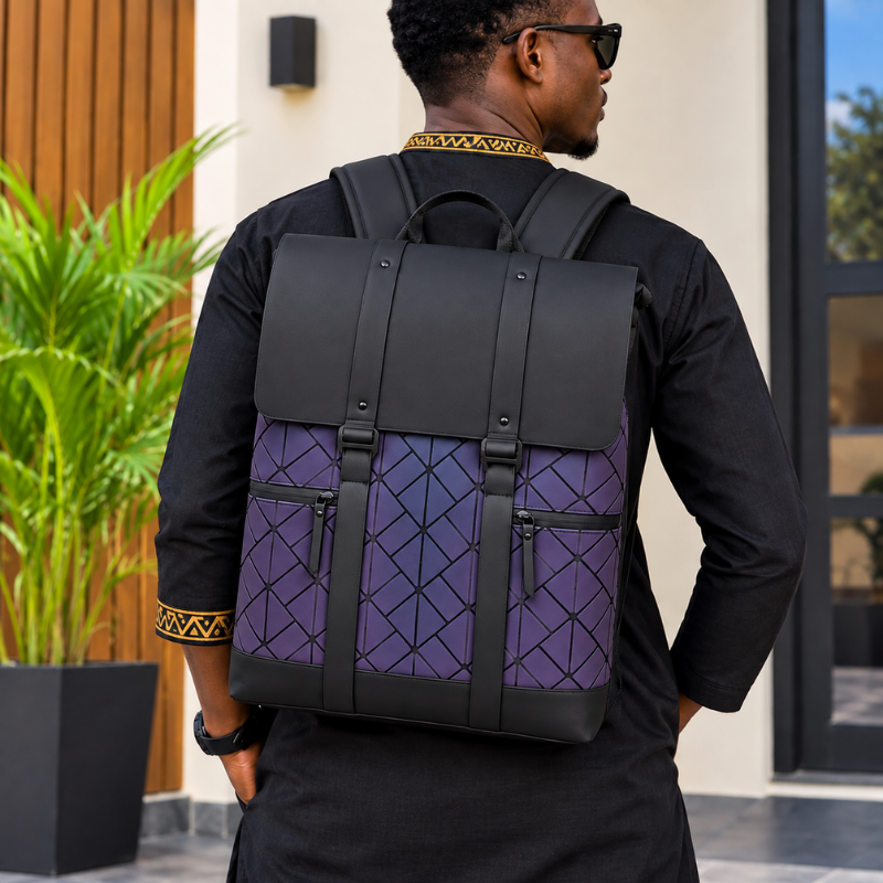 Sac à Dos Unisexe à Carreaux Gris