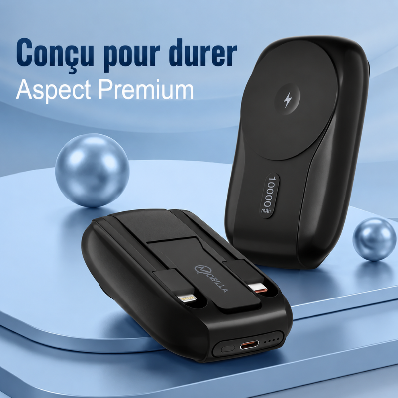 Power Bank magnétique 10 000 mAh – Recharge sans fil rapide 15 W