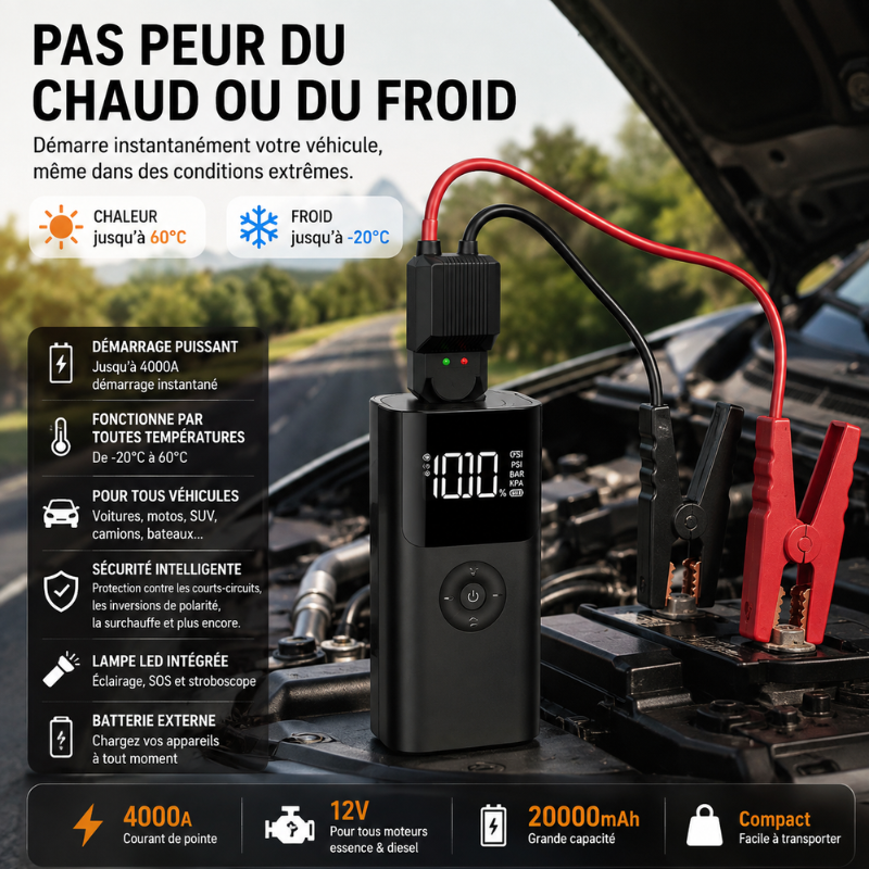 Démarreur 4-en-1 avec Gonfleur Intelligent